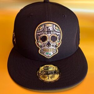 Los Angeles Dodgers 59fifty Gold Metallic Skull NWT
